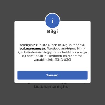 MHRS (Merkezi Hekim Randevu Sistemi) Cildiye Randevusu Yok