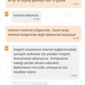 Trendyol Sürat Kargo Teslimat Bölgesindeyim. Burası Şehrin Ortası.