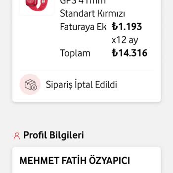 Vodafone Online Mağaza Faturama Ek Cihaz İptali Ve Güncel Fatura