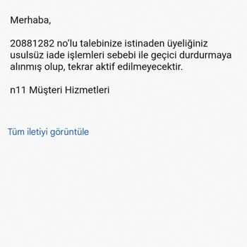 N11 Üyelik Durdurma İşlemleri