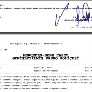 Mercedes-Benz Mercedes Mengerler Sunroof Parça Temini Kaskonun İkame Araç Vermemesi