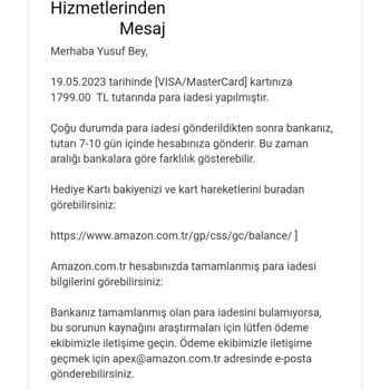Amazon Finans Birimi Para İadesi İçin 1 Aydır Beni Bekletiyor.