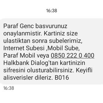 Halkbank Paraf Genç Kart Başvurusu Mesajı Geldi