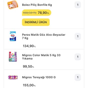 Migros Sanal Marketten Alınan Zarar Görmüş Ve Değiştirilmeyen Ürünler