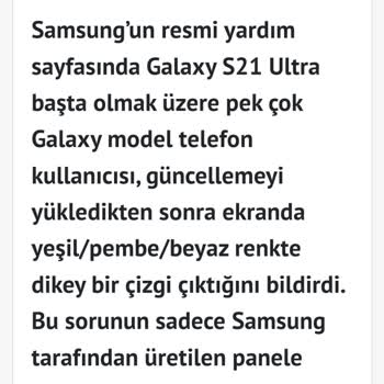 Samsung Telefon Ekranda Pempe Dikey Çizgi