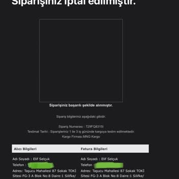 Kıyafet Sepeti Firma Tarafından İptal Edilen Ürünün Geri Ödemesi Yapılmadı