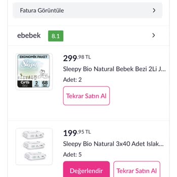 Pazarama Ebebek Yarısı Eksik Bez Siparişi!