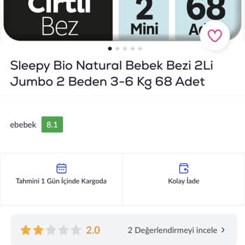 Pazarama Ebebek Yarısı Eksik Bez Siparişi!