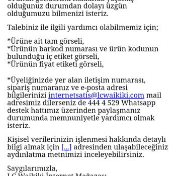 LCW Online Mağazanın Kalitesiz Ve Yetersiz Satış Anlayışı.