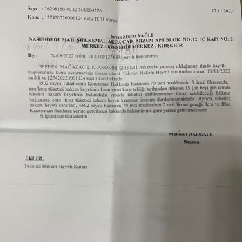 Para İadesi Ve Ebebek İlgisizliği