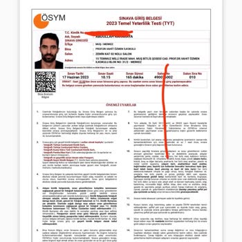 ÖSYM Sınav Tercih Yerim Elazığ Bingöl Sınav Giriş Yeri Muş Merkez