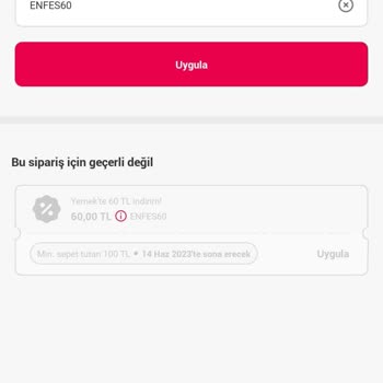 Yemek Sepeti ENFES60 Kodu Error