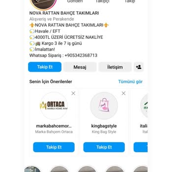 nova.rattan.bahce (Instagram) Nova. Rattan. Bahçe Takımları Parayı Alıp Ürünü Göndermiyorlar.