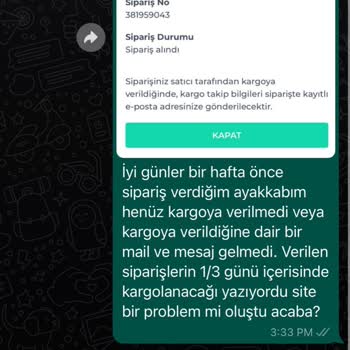 Vega Spor Firmanın Ürünü Kargoya Vermemesi