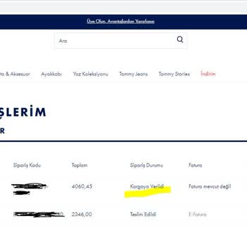 Tommy Hilfiger Ürünleri Teslim Etmiyor
