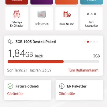Vodafone Kendine Kendine Ek Paket Tanımı