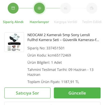 Neo Güvenlik Kamera Ve Alarm Sistemleri Siparişimi Göndermedi ve İletişim Kurmuyor