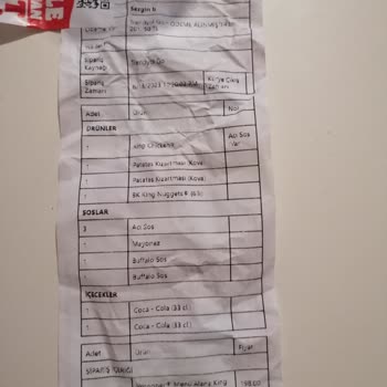 Burger King Eksik Gelen Sipariş.