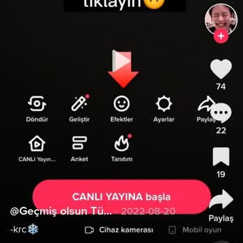 TikTok Yayında Efektler Menüsü Gözükmüyor