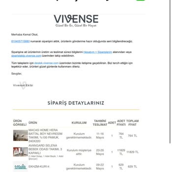 Vivense Kurulum Hizmetini Belirtilen Tarihte Gerçekleştirmiyor