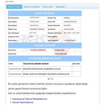 Aras Kargo "Kargo Teslim Edilmeme" Sorunu!