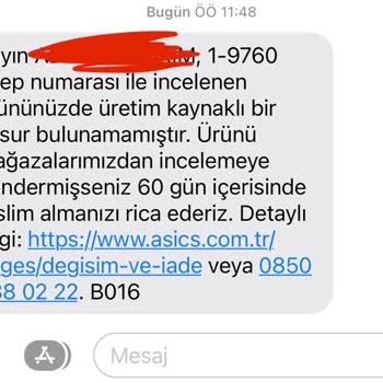 Asics Ayakkabının Kendiliğinden Üst Bez Kısmının Altı Ayda Yırtılması