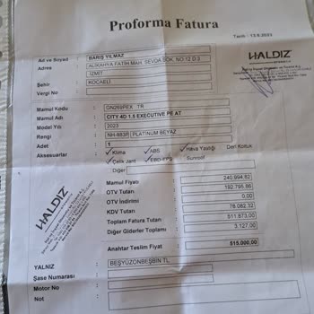 Honda Plaza Haldız Araç Fiyatında Extra Fiyat İsteniyor Ya Da Vergiden Kaçılıyor