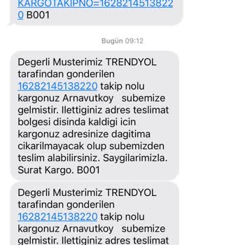 Hadımköy Sürat Kargo Teslimat Yapmıyor