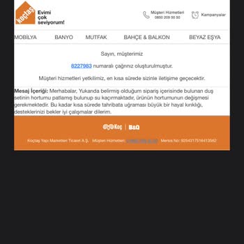 Koçtaş Ürün Sonrası Hizmet