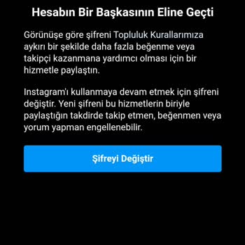 Instagram Hesabı Ele Geçirildi Uyarısı