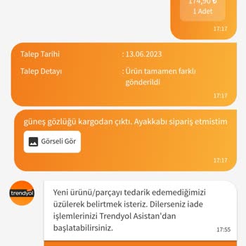 Trendyol Yanlış Ürün Gönderip Bu Durum Kabul Etmeyip İlgilenilmedi