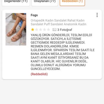 Trendyol Yanlış Ürün Gönderip Bu Durum Kabul Etmeyip İlgilenilmedi