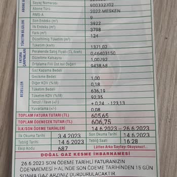 Agdaş Doğalgaz Faturası Yazmaması