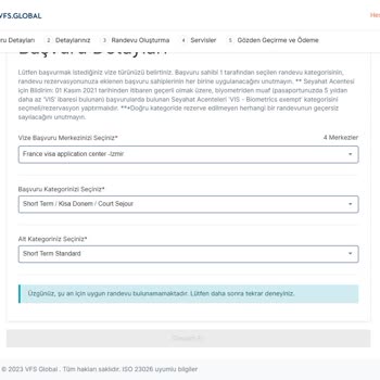 VFS Global VFS Fransa -Doğru Bilgi Verilmiyor