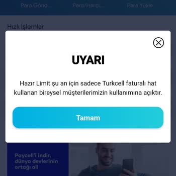 Turkcell Paycell Hazır Limitimi Kullanamıyorum
