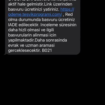 Teşvik Programı Ödeme İadesi Talebi