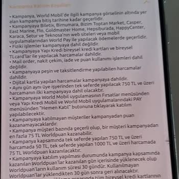 Yapı Kredi Bankası World Mobil Kampanya Puan Yükleme Sorunu