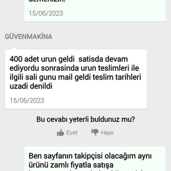 Güven Makine N11 Stokta Olmayan Ürünü Satışa Sunuldu