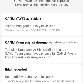 TikTok Canlı Yayın Yayını Kapattı Artık Yayın Yapamıyorum