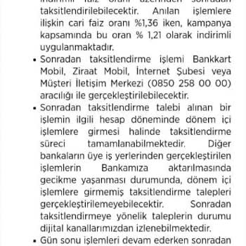 Ziraat Bankası Sonradan Taksit Kampanyası Sorunu