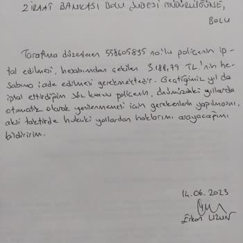 Ziraat Bankası Bolu Şubesinden Alınan Sigorta Poliçesi İle İlgili Hizmet Kalitesi Sorunu