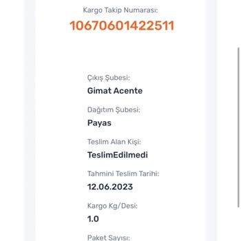 Sürat Kargo Payas Şubesinin Kargonun Teslim Edilmemesi.