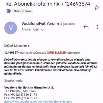 Vodafone Net Redbox İnternet Aboneliğimi İki Haftadır İptal Edemiyorum