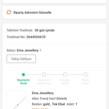 Ema Jewellery Ürünlerimi Göndermiyor