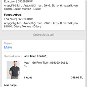 Mavi Yanlış Ürün!