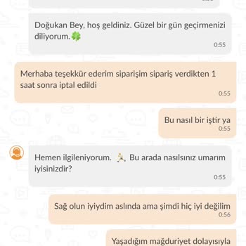 Enttäuschung über Trendyol Yemek und unzureichende Unterstützung des Kundendienstmitarbeiters