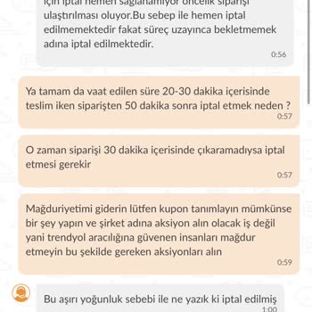 Enttäuschung über Trendyol Yemek und unzureichende Unterstützung des Kundendienstmitarbeiters