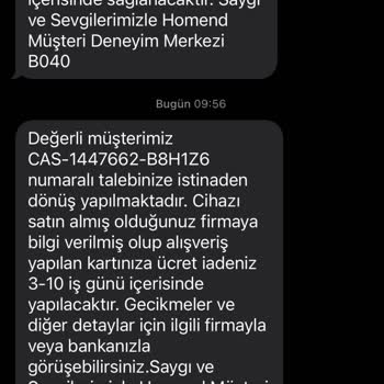 Homend, Ürünümü Kaybedip Fatura Tutarını İade Etmeye Çalışıyor