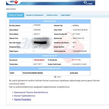 Aras Kargo 4000 Liralık Kayıp