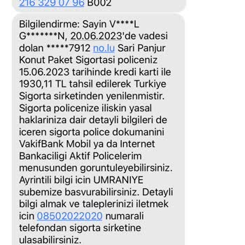 VakıfBank Bilgim Olmadan Çekilen Sigorta Ücretleri